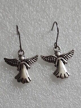 Hand Crafted Silver Angel Dangle Earrings